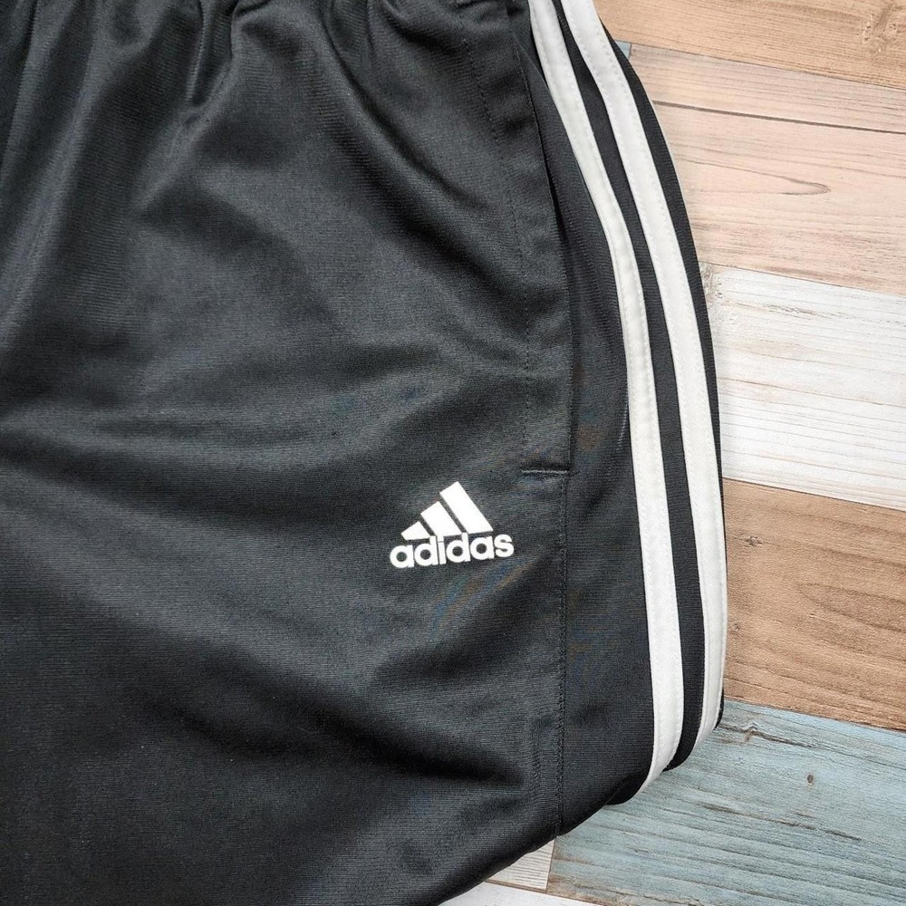 Adidas Womens Black 3-Stripe Track Pants Joggers Size L High Rise Zipper Pockets - Picture 2 of 5